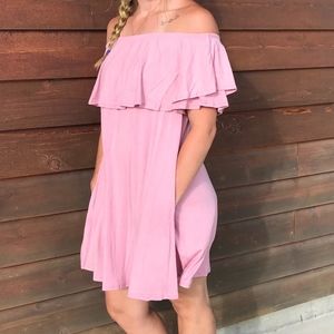 Dusty Pink Off Shoulder Dress